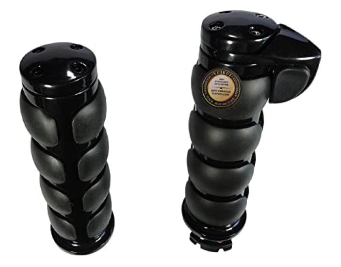 

YUIKUI RACING 1 Motorcycle Custom Aluminum Chrome Handlebar Caps with Throttle Boss and Assist Bar for Kawasaki VN 800 inch/25mm Grips,