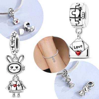 Originalcopper Love Clip Pendant Rabbit Robot Envelope Bead Fit Bracelet Women Accessory Valentines Gift Jewelry Diy