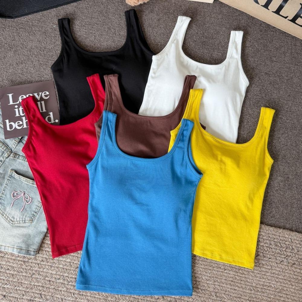 Crop Tops Breast Pad Solid Color Tank Top Women Summer Camis Backless Camisole Fashion Casual Tube Top Female Sleeveless