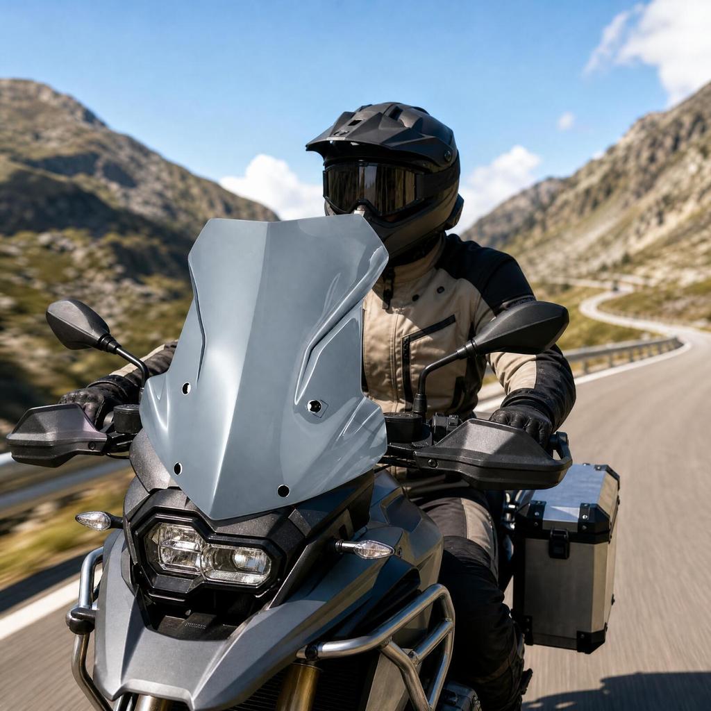 Motorcycle GS Replacement Windshield with Mounting Holes Aerodynamic Contoured Windscreen