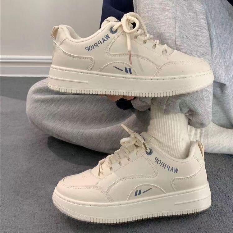 White Shoes Women's  Autumn New Rubber Soft Bottom Lace-up Women's Shoes Solid Color All-Match Casual Sneakers Mixed Batch