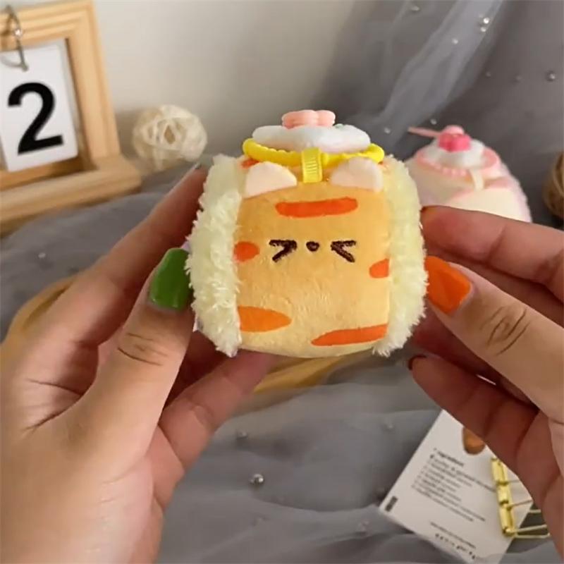 Cute Creative Swiss Roll Cake Plush Doll Toy Dessert Keychain Bag Pendant Backpack Hanging Ornaments Keyring Girl Birthday Gifts