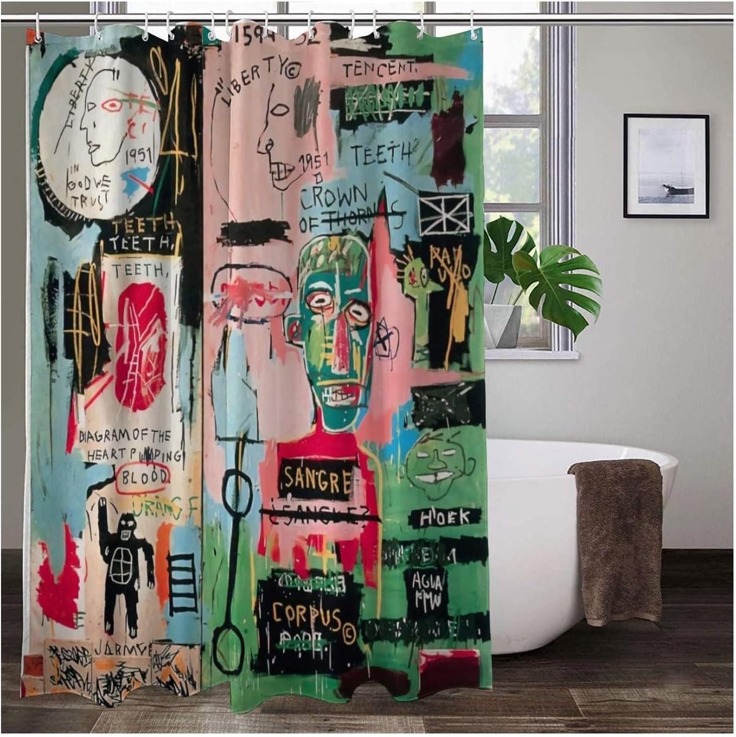 

Abstract Art Graffiti Shower Curtain Colorful Bathroom Decorative Novelty Shower Curtain, Waterproof And Durable W90xH180cm