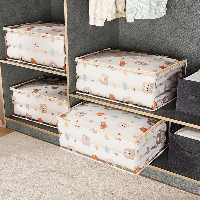 Large Capacity Household Clothes Organizer Dustproof Waterproof Transparent Quilt Bag New Printed Three-Dimensional Storage Bag