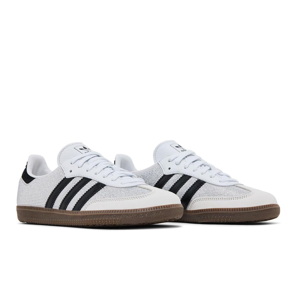 adidas Womens Samba OG 'Crystal White Rhinestones' (women's Sizes) Crystal White / Crystal White / Silver Metallic German Army Trainers IH9055