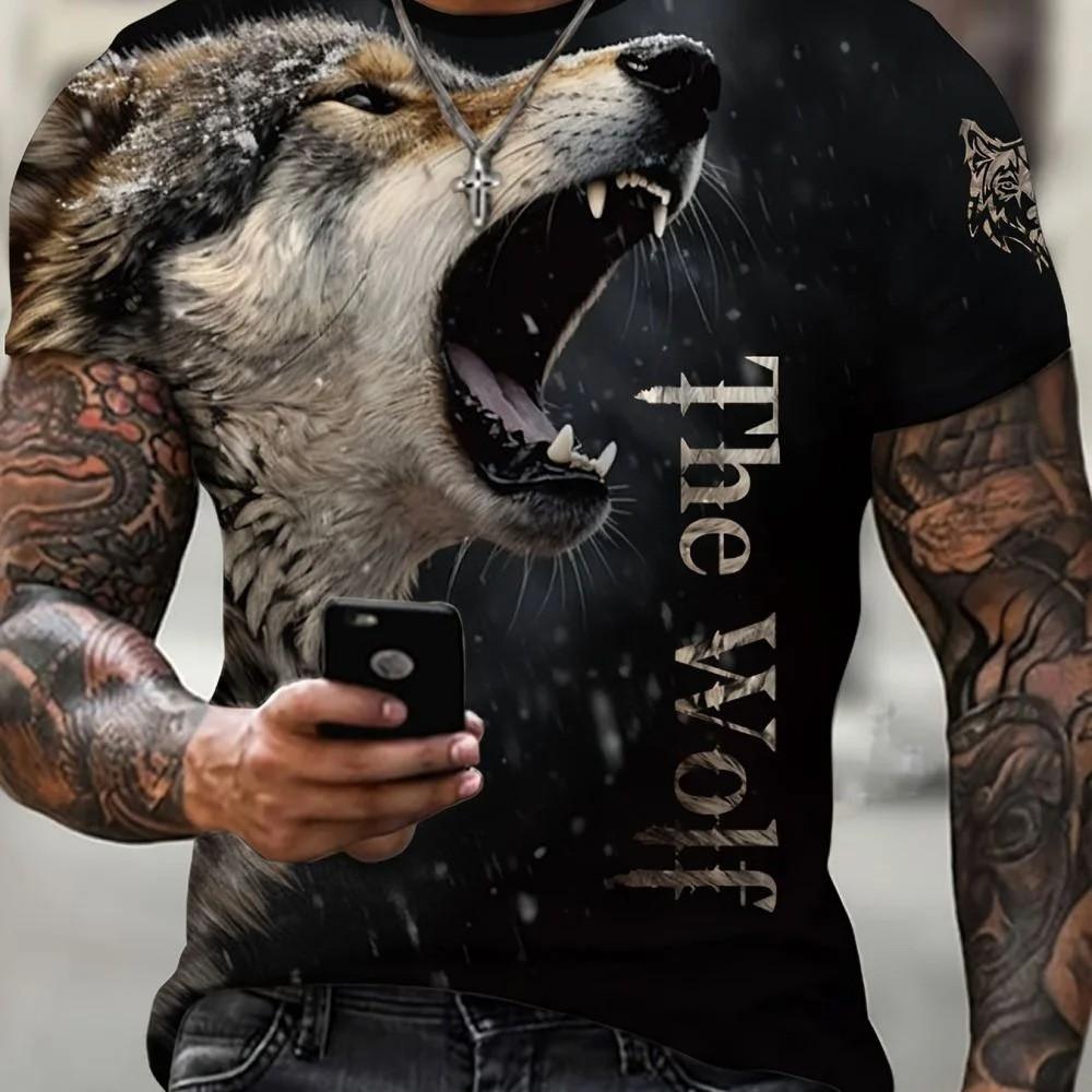Wolf Print! Men's Polo Shirt, Casual Short Sleeve Top