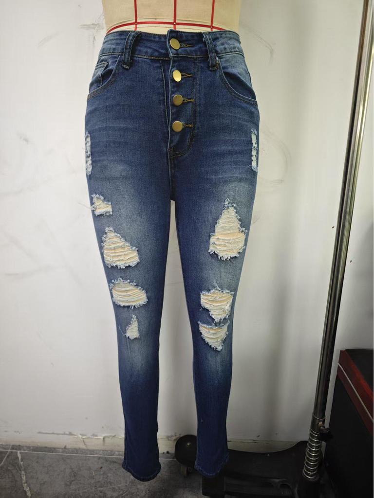 Shein Smíšené barvy a styly Americké High Street Úzké rovné džíny