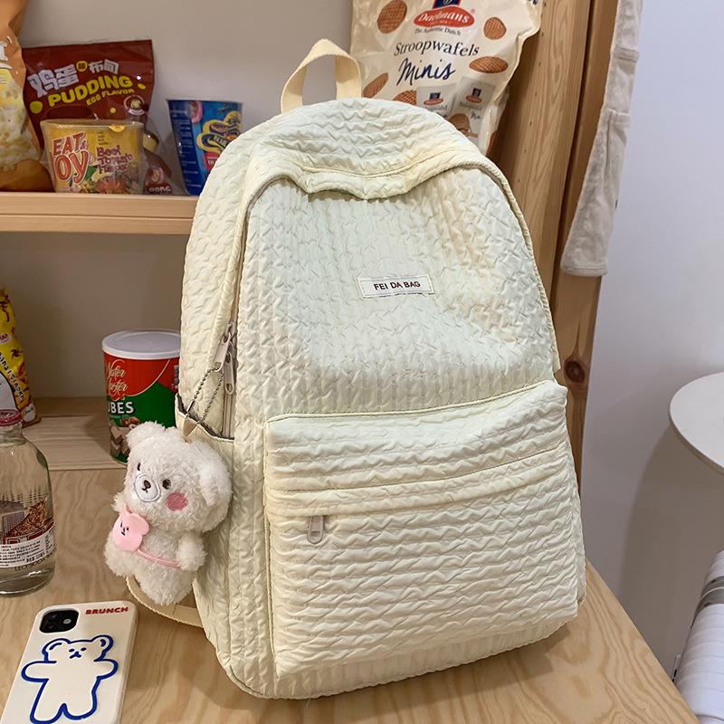 School Bag College Student Girl Primary School Student Solid Color Backpack Middle School Student High Quality Fashion Junior High School