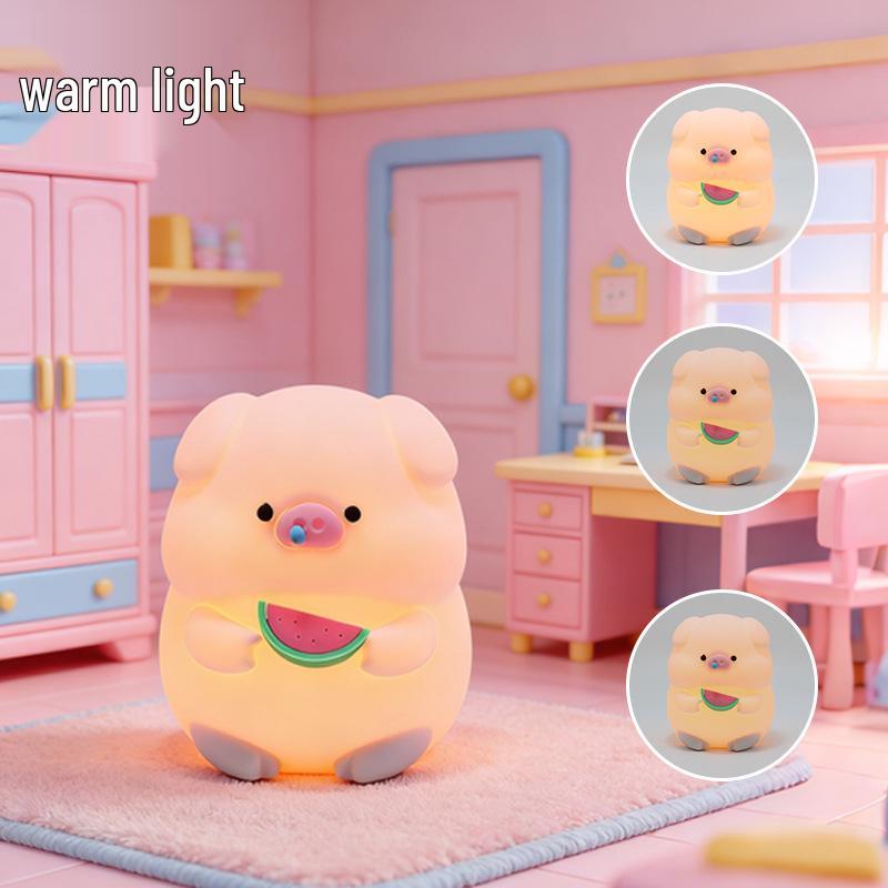 

Silicone Night Light: Seven-Color Pig Design for Baby Feeding and Eye Protection 1W