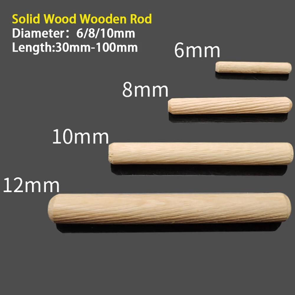 Dia 6mm 8mm 10mm Solid Wood Diagonal Round Wooden Rod Plug DIY Material Solid Wood Connectors Nail Wedge Length 30mm-100mm