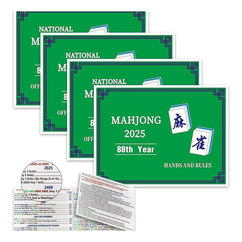 

4Pcs Mahjong Game Rules Cards 2024 Mah Jongg Large Size Card National Standard Rules And Hands Game For Family D