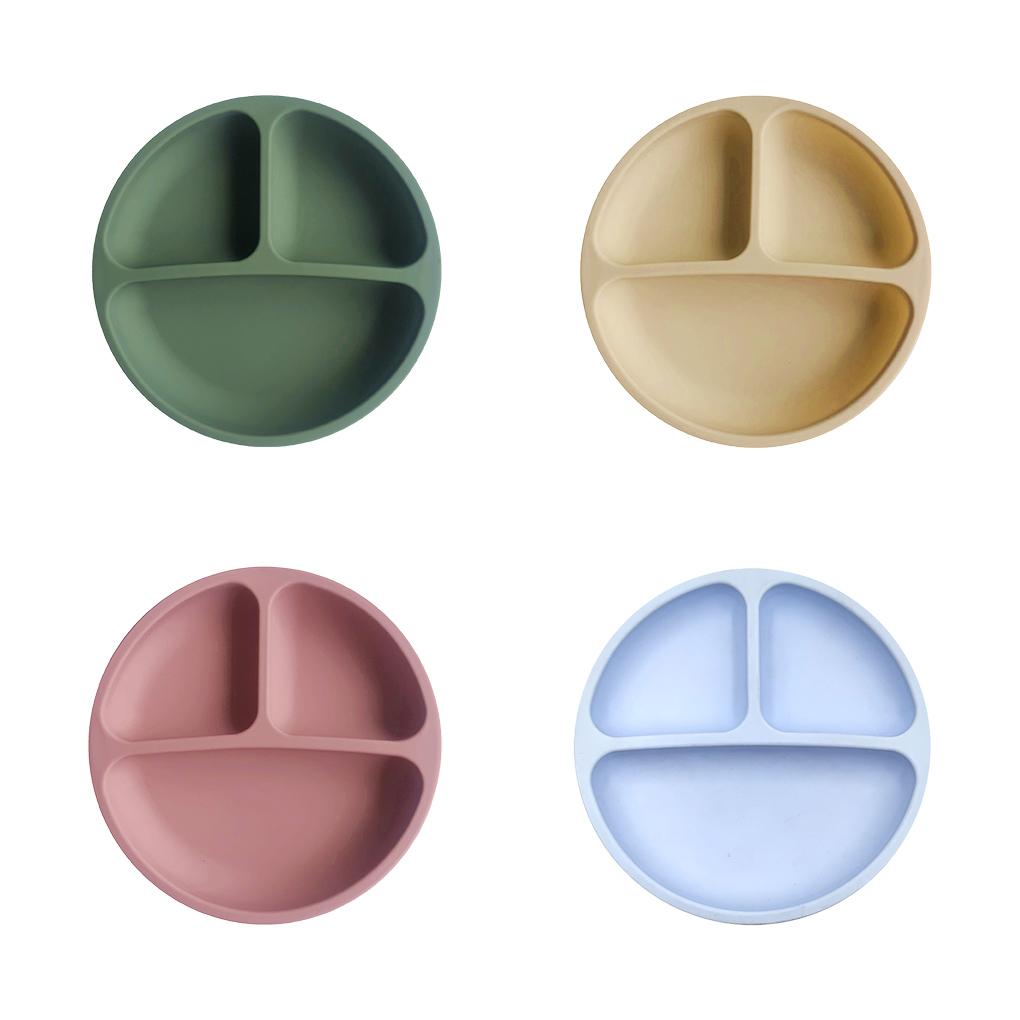 Silicone Divided Kitchen Dining Storage Plate Infant Dinnerware Toddlers Adults Washable Reusable Eating Training Dish