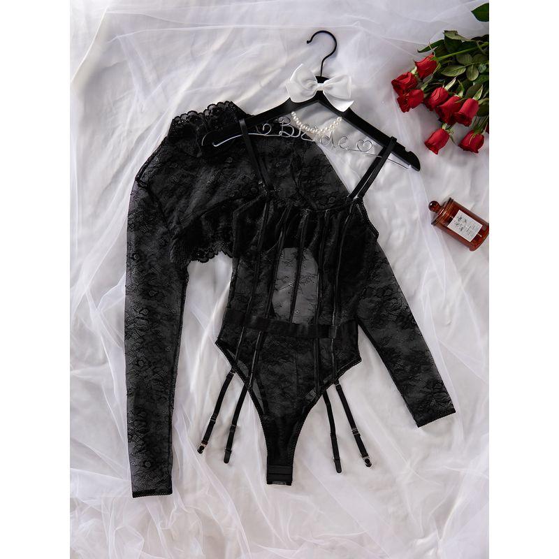 

Мода Инс Новая Мода Сексуальный Пуловер Жилет Сексуальный Прозрачный Кружевной Бретельки На Груди Регулируемый Комбинезон Black L