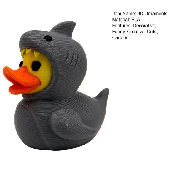 Huaqianguhh 3D-gedruckte Hai-Enten-Figur, Niedliche Gelbe Und Coole Kopfbedeckungs-Ornamente, Mini-Schreibtisch-Spielbare Dekoration für Zuhause und Büro