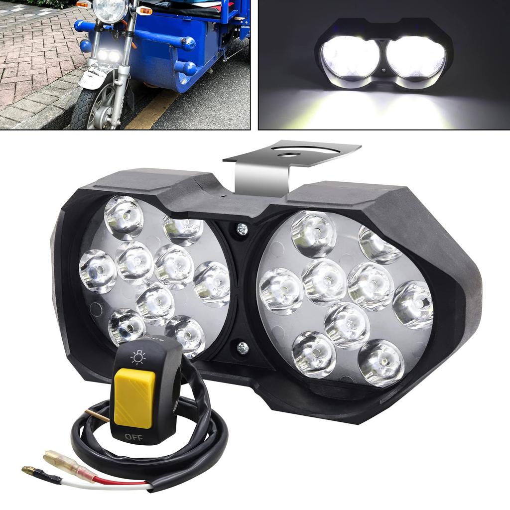 Aoling Motorcycle Headlight, 2 Lights, Universal Off-Road, Scooter, Headlight, LED, 12 V, Motorcycle Fog