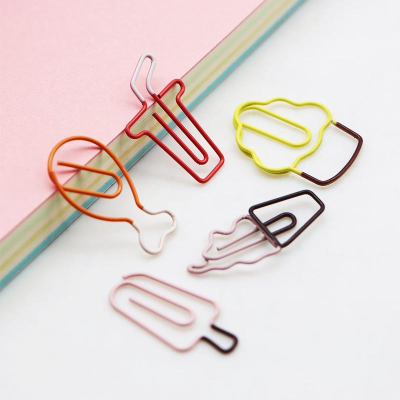 Creative Two-Color Food-Shaped Metal Paper Clips for Office Organization