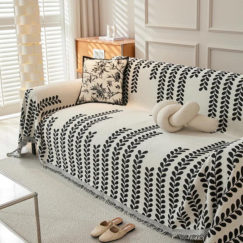 Nordic Style Chenille Sofa Towel Tassels Boho Geometric Patterns Sofa Cover for Living Room Casual Slip Covers Blankets For Beds