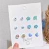 Colorful Ceramic Ears Stud Earrings Set Heart Flower for Women Korean Style Girls Cute Elegant Party Jewelry 2024 New