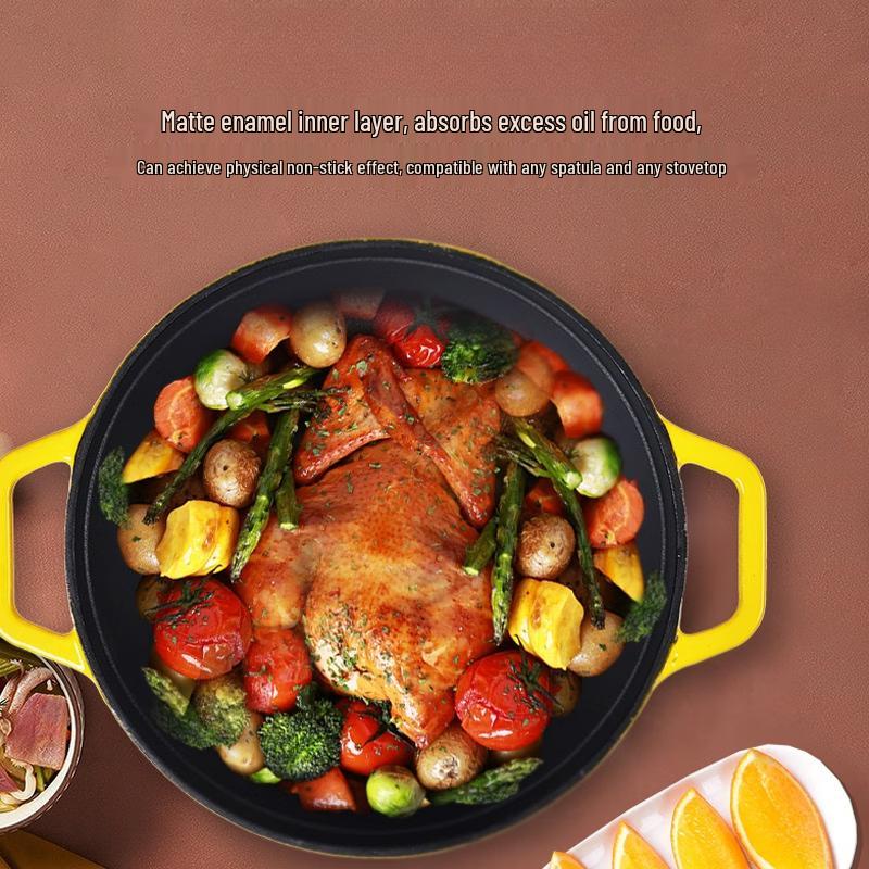 Double Handle Enamel Cast Iron Stew Pot