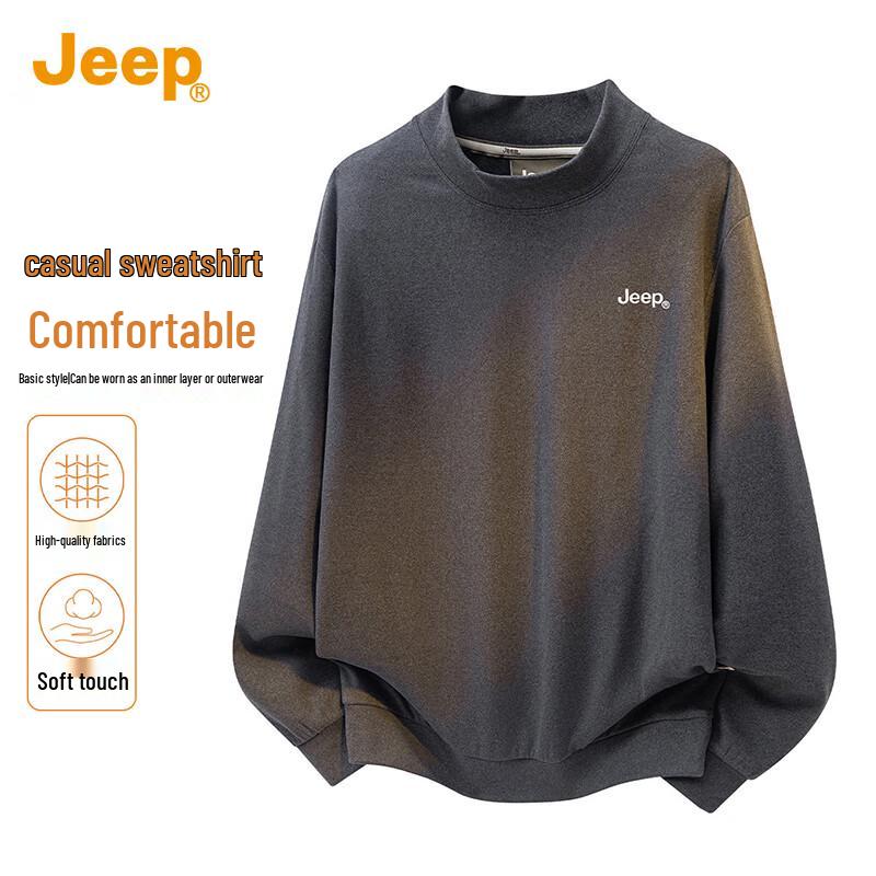 JEEP Men's Mock Neck Long Sleeve Casual Sweatshirt