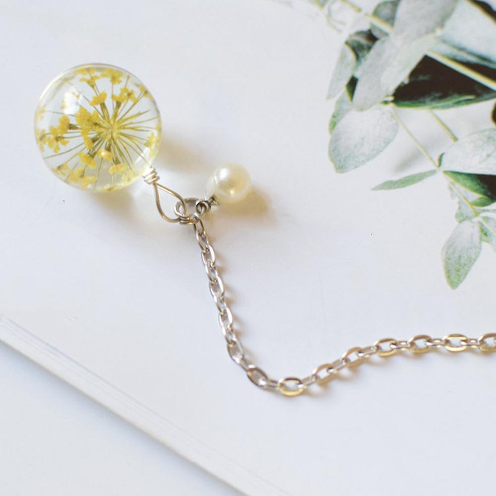 Bookmark Book Page Holder Crystal Pendant Bookmark Metal Book Mark Dried Flower Flower Specimens
