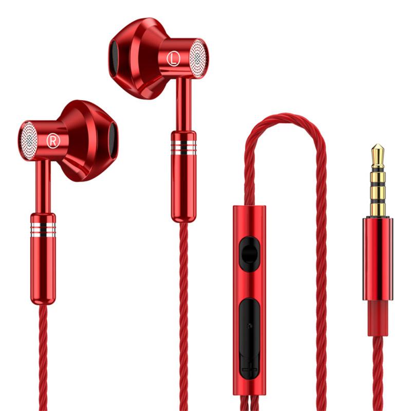 Fashion Wire-controlled Earphone 3.5mm Round Hole Headset Subwoofer Music Gaming Headphone With