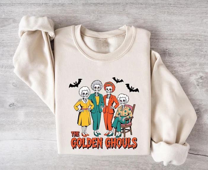 The Golden Girls Ghouls Horror Halloween Shirt, The Golden Ghouls Tee Gift 4XL