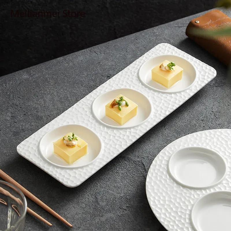 White Ceramic Plate Dim Sum Plates Pre Dinner Plate Cold Dish Plates Molecular Cooking Tableware of Creative Hotel Restaurant