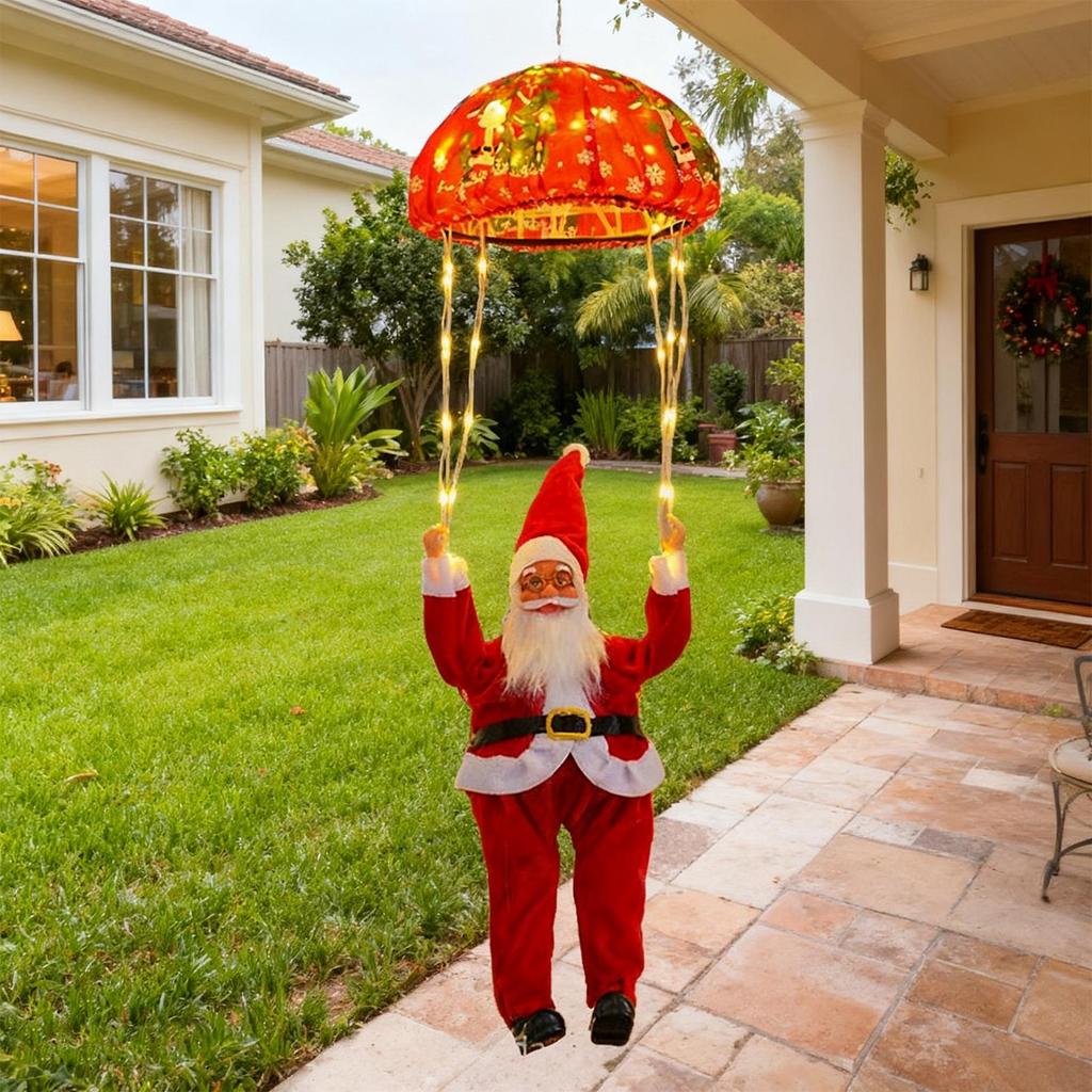 Cute Santa Claus Parachute Solar Decorative Lights 8-Mode LED Outdoor Solar Christmas Lights Waterproof Solar Hanging Lamp
