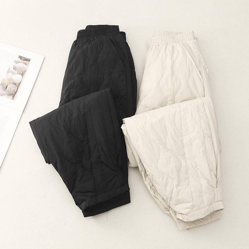 Xin Xing 2024 Women's High Waist Loose Fit Warm Down Cotton Pants