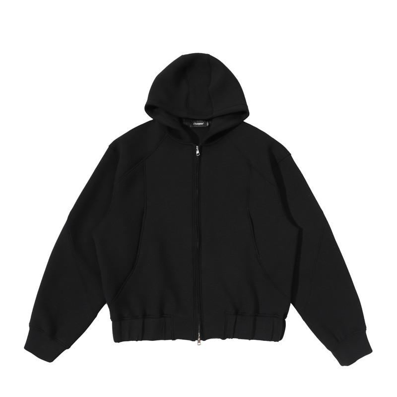 Unisex Oversized Hooded Zip-Up Sweatshirt Streetwear Deconstructed Design Fall Casual Outerwear