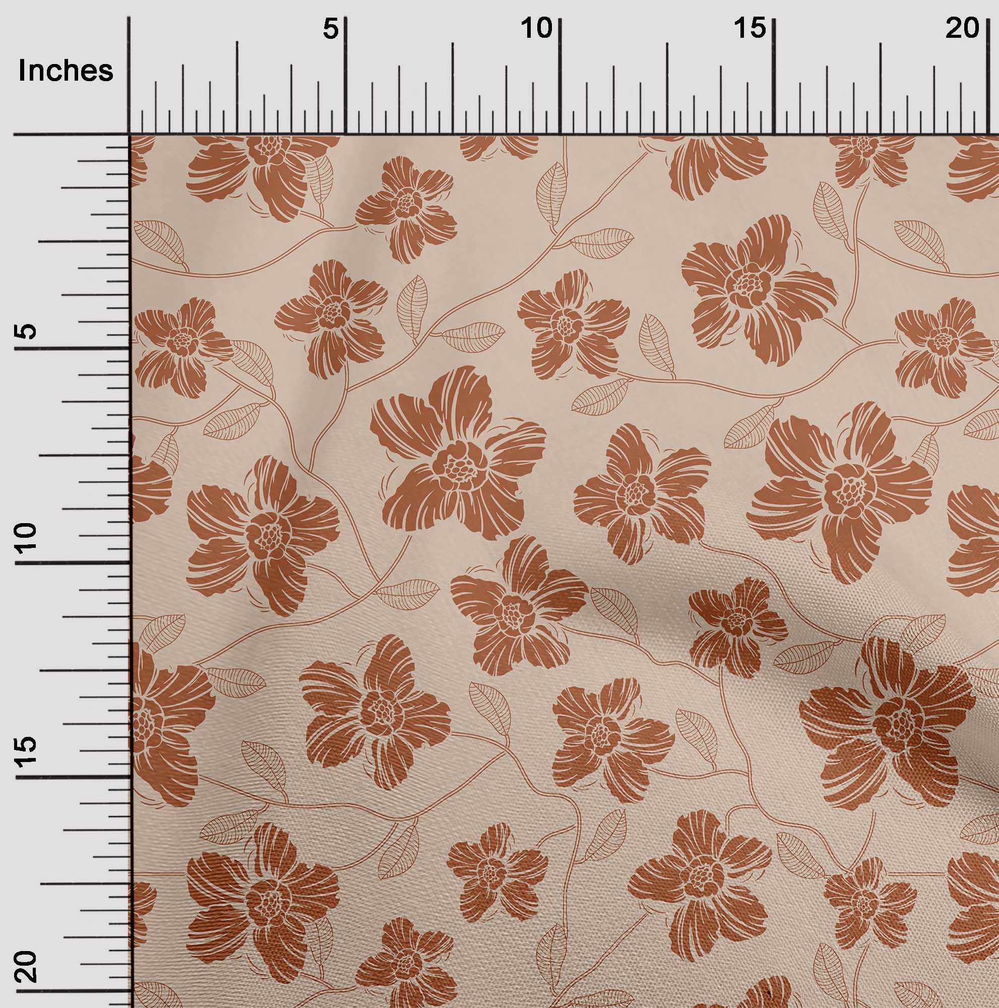 

oneOone бавовняна гнучка тканина з листям і квітковим принтом BTY 40 дюймів 42 Inch Wide - Viscose Chiffon дубильна кора