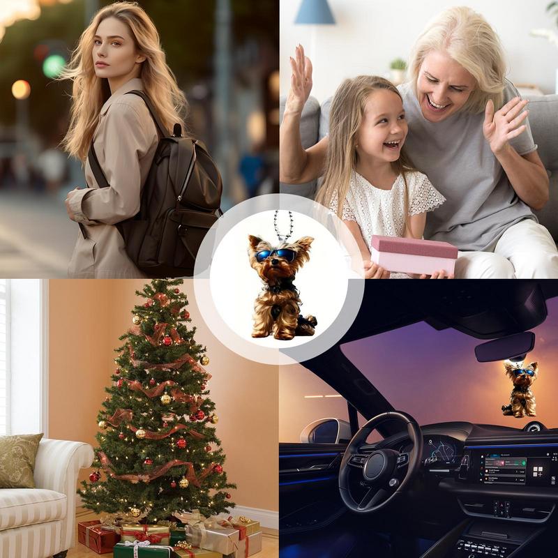 Dog Car Ornaments For Rear View Mirror 2D Acrylic Automotive Interior Mirror Ornament Car Pendant Cute Ornament For Dog Lover