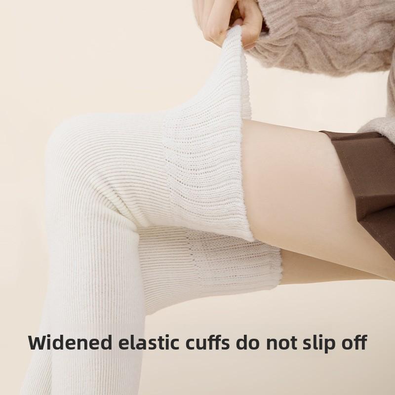 Over-knee Long Stockings - Children's Autumn/winter Padded Thick Warm Knee Guards for Legs, Stretchy Pure Color Simple Pressure Stockings