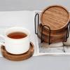 4/6 Stück Runde Holz-Untersetzer Mit Halter Isoliertes Tassenunterlage Haushalt Teetassenunterlage Büro