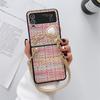 Luksus vintage vevd mønsterveske for Samsung Galaxy Z Flip 5 4 Z Flip 3 Square Pearl PU Brace Lanyard Cover for Samsung Galaxy Z Fold 5 3 Z fold 4