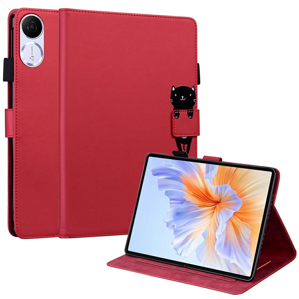 

Для Honor Pad V9 Чехол Подставка для планшета Кожаная обложка Слоты для карт Анималистичный узор Red