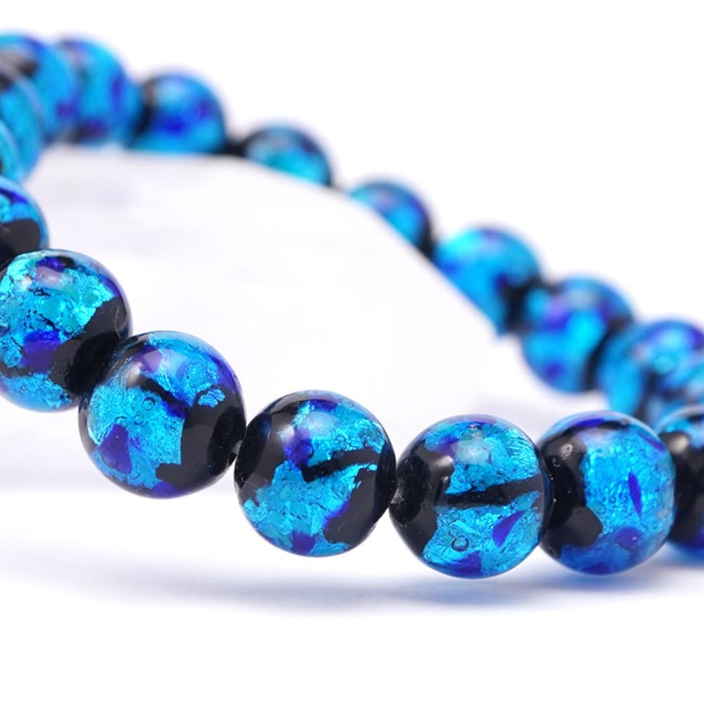 Dragonfly Ball Blue 10mm Round Ball Bracelet Inner Circumference Midnight Blue Firefly Glass Natural Stone Power Stone Prayer Bead Prayer Bead Gift