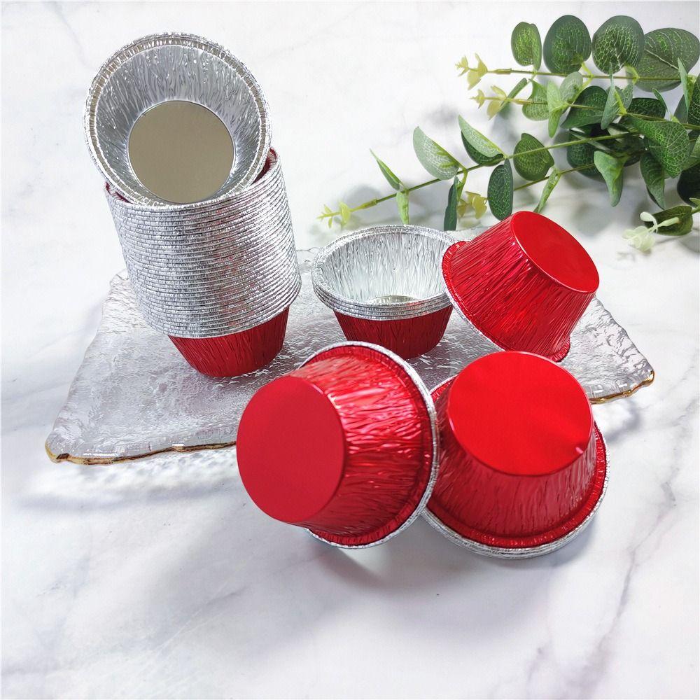 50Pcs Non-stick Aluminum Tin Foil Baking Pans Disposable Tinfoil Tray Baking Cup Tray  Cakes