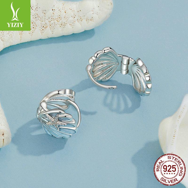 Blue Starfish Shell Ear Buckle Women, Romantic And Elegant Design S925 Sterling Silver Earrings Earrings