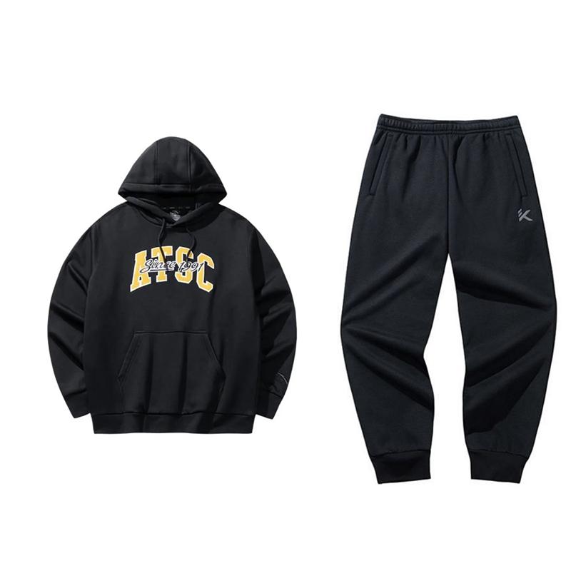 

Anta Толстовка с капюшоном свободного кроя со спущенным плечом и принтом граффити, Топ с длинным рукавом и эластичные брюки средней посадки, Повседневный спортивный костюм 152448731N-4+152441314-3 XL