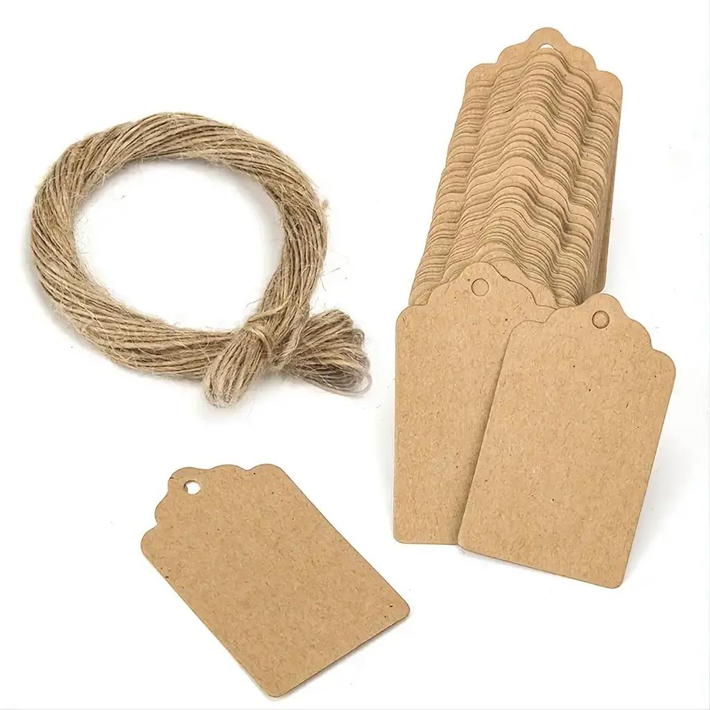 100 Blank Kraft Paper Gift Tags for Packaging and Crafts