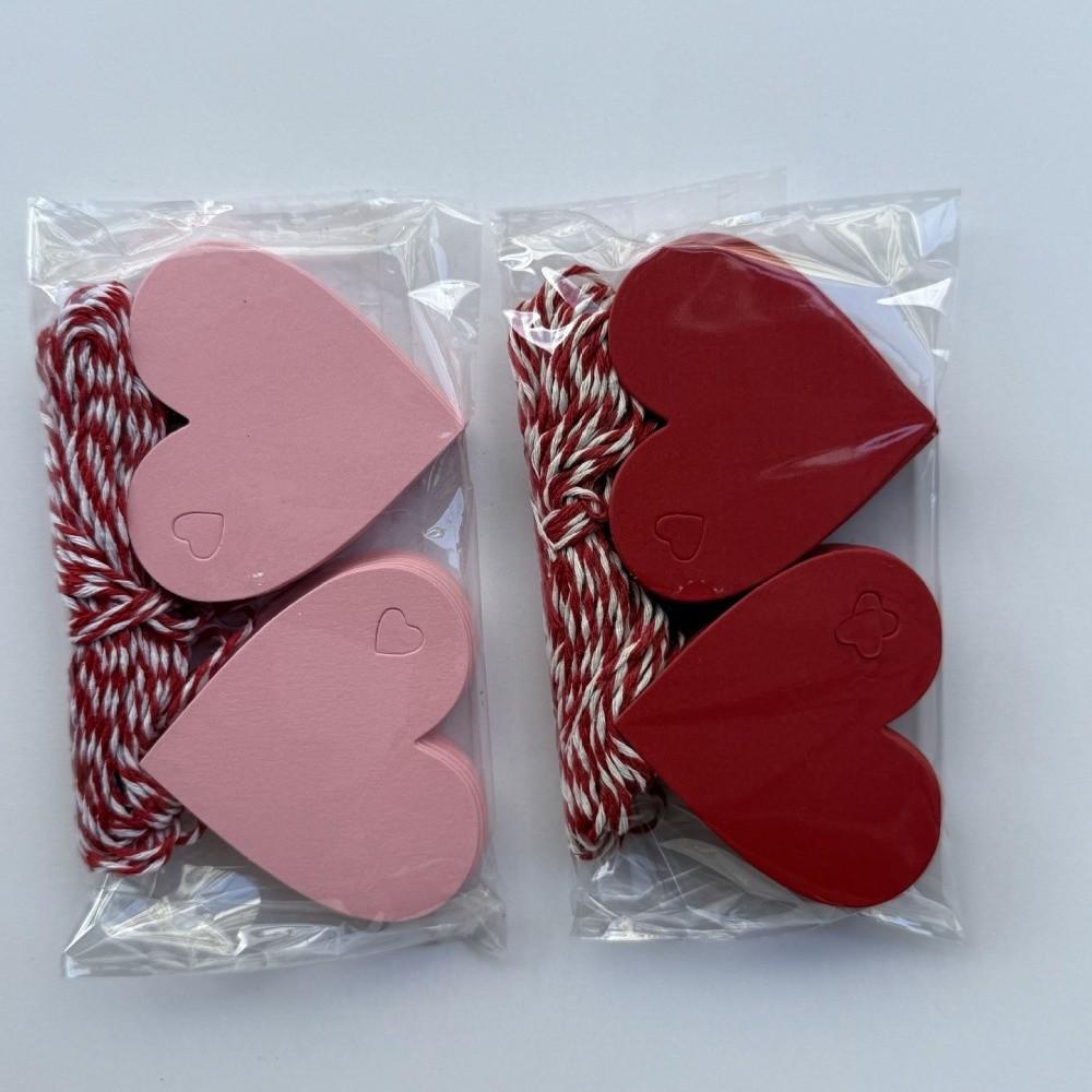 100pcs DIY Valentine's Day Tags Heart Shape Blank Hanging Decoration Gift Labels Red Pink Paper Cake Decor Tag