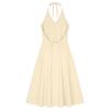 Women’s Summer Sleeveless V Neck Backless Dress with Pockets Cotton Linen Casual Sun Dress for Daily Wear Beach Holiday