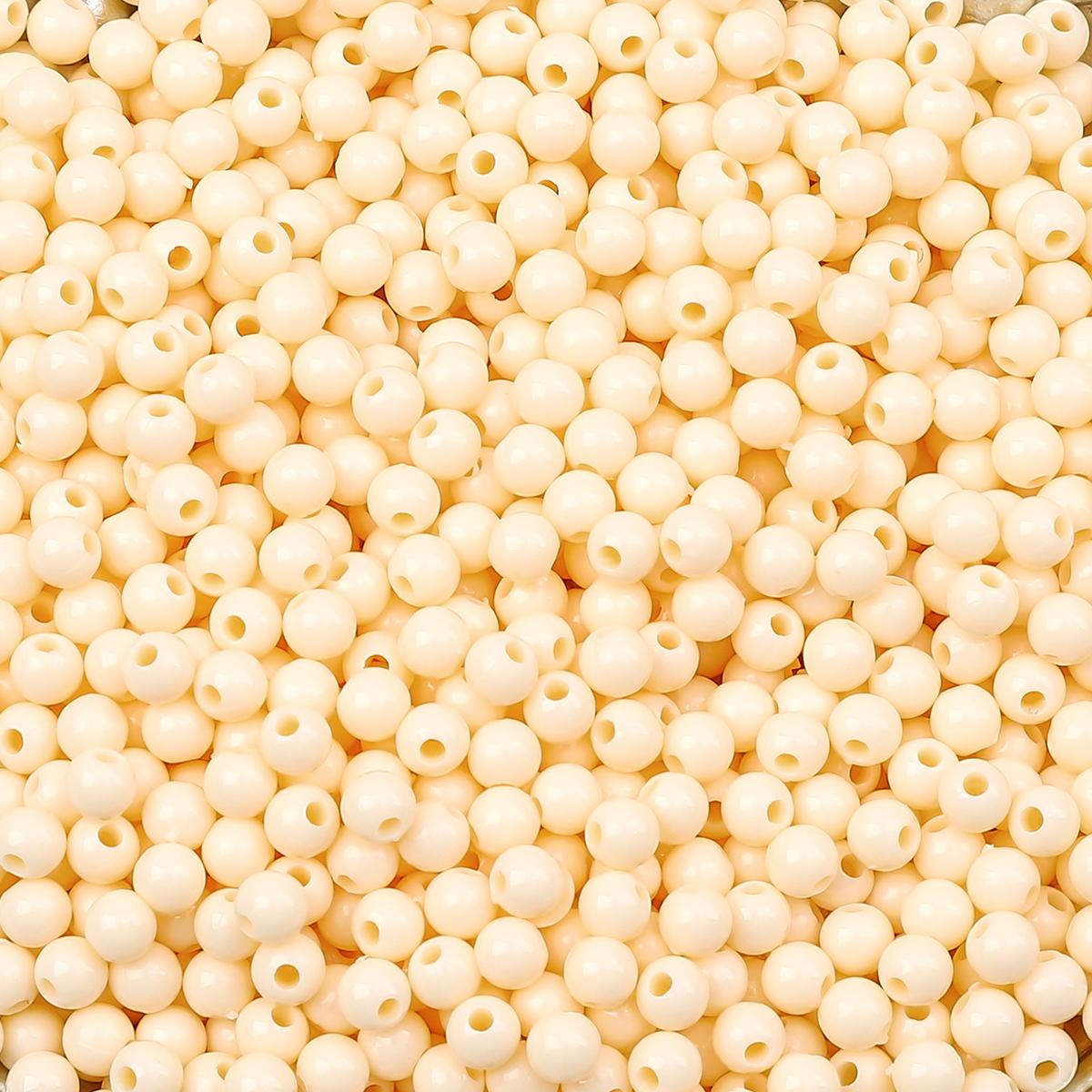 

900 шт. Акриловые бусины Однотонные Круглые Свободные Разделительные бусины для Изготовления Ювелирных Изделий DIY Браслеты Ожерелье бежевый