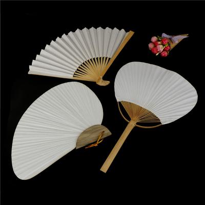 1 Pc White Folding Elegant Paper Hand Fan Blank Paper Fan Plain Colourful Creative Handmade Palace Fan