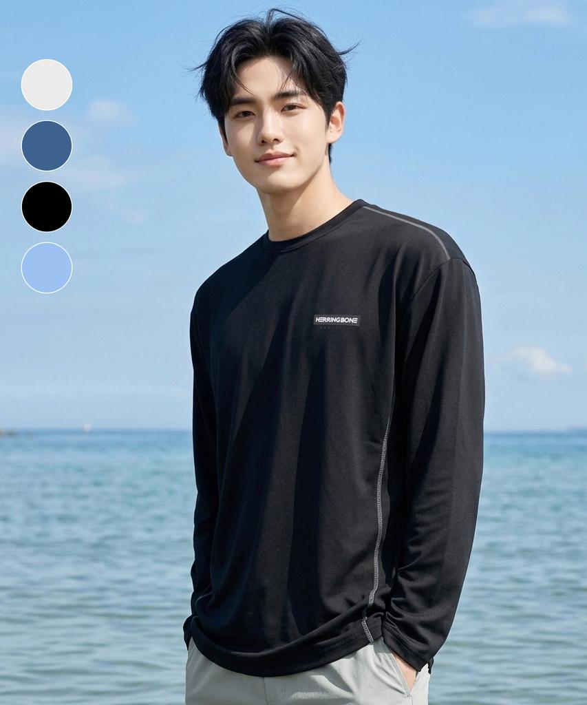 Helingbon Men'S Cool Mesh Loose Fit Long Sleeve Rash Guard (4 Colors) / Rg347M