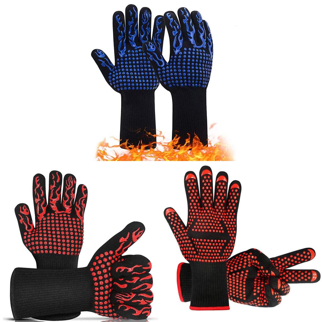 Luvas Resistentes ao Calor para Churrasco com Pegada de Silicone para Grelhar e Cozinhar ao Ar Livre