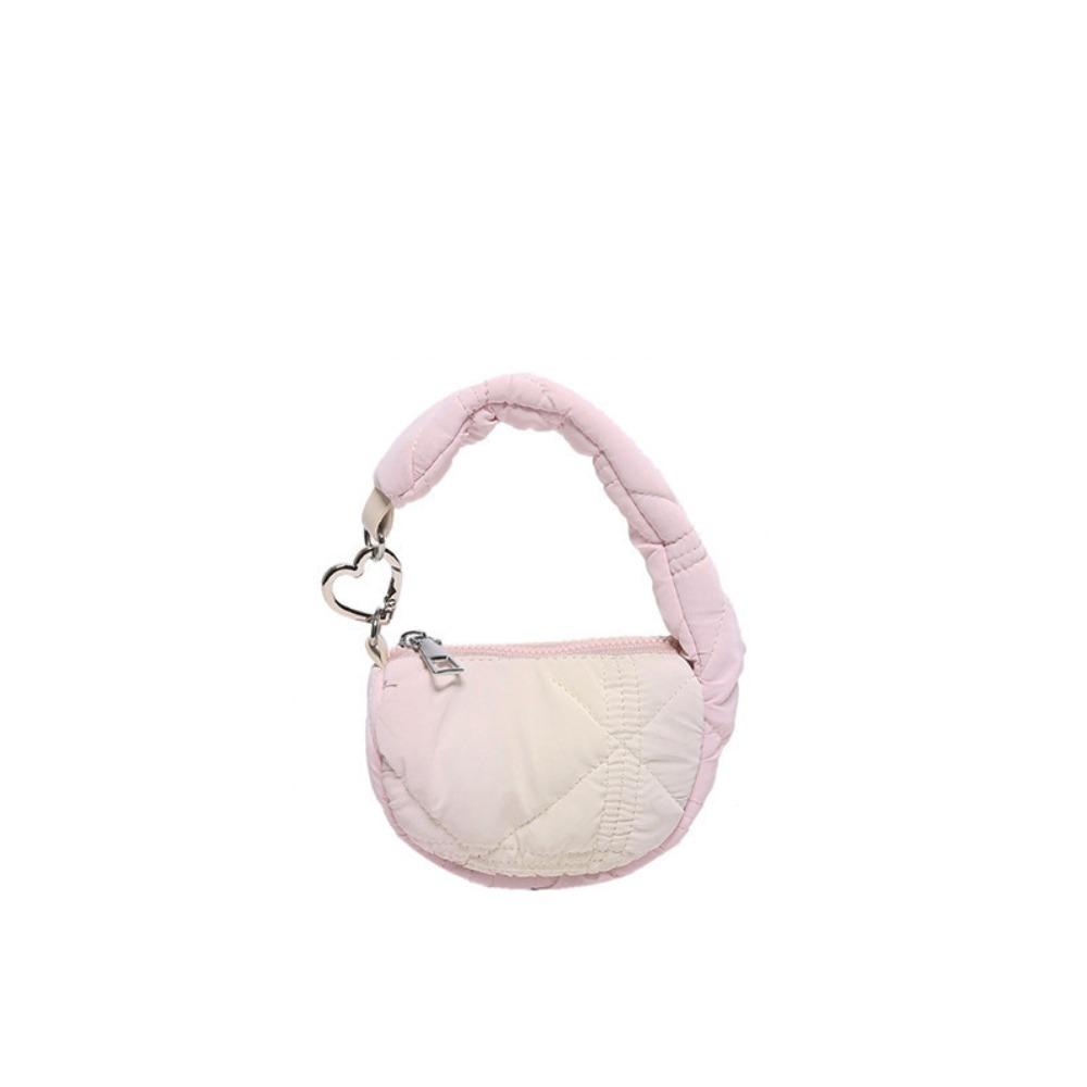 

Quilted Small Wallet Solid Color Bag Pendant Fashion Mini Pleated Cloud Bag Girls/Female світло-рожевий колір
