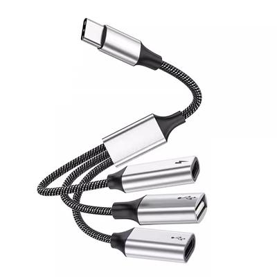 USB C Hub 3 in 1 Typ C USB2.0 Adapter Splitter mit 60W Power Delivery OTG-Anschluss Schnelle Datenübertragung & Aufladung